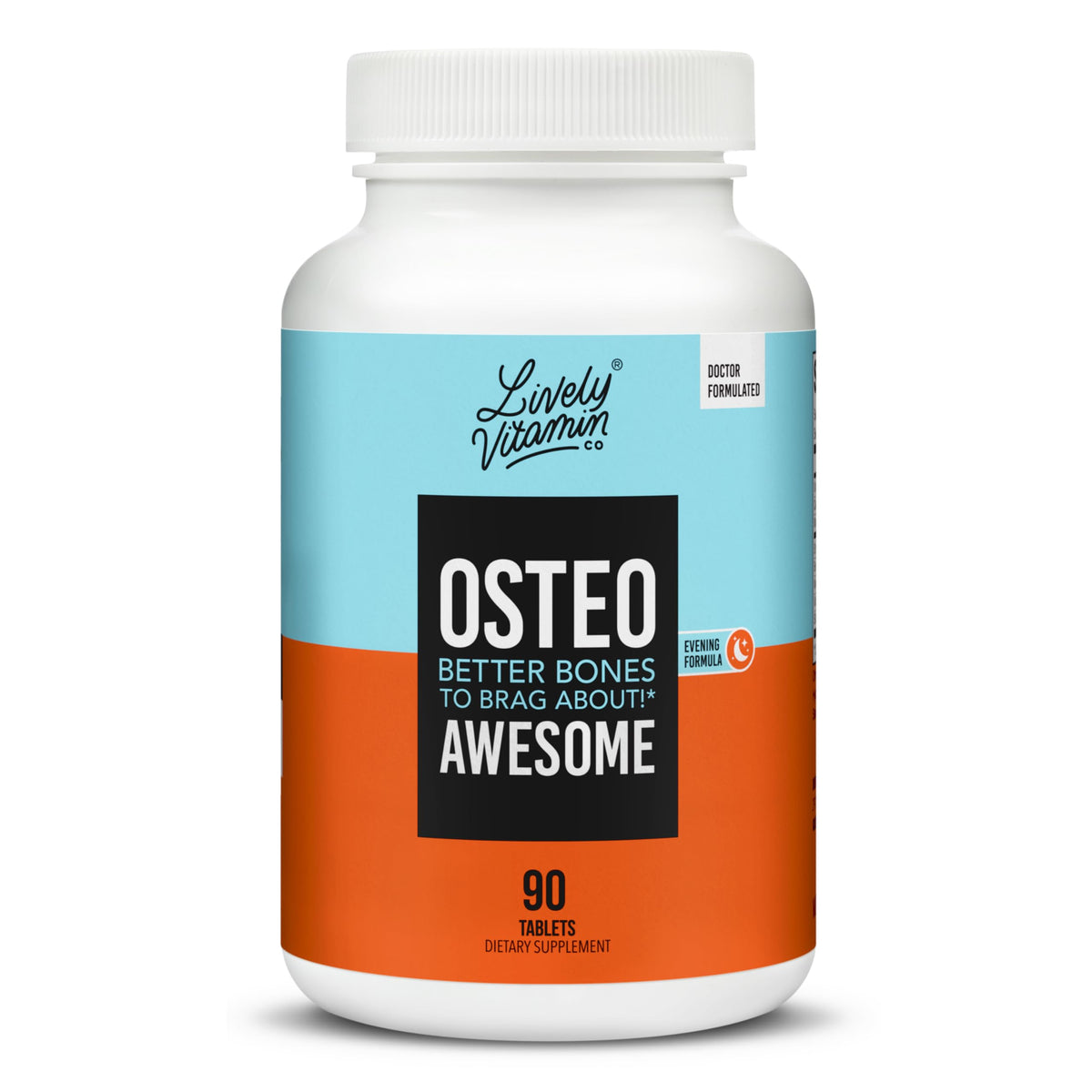 LIVELY VITAMIN CO Osteo Awesome bottle front for bone support and daily use