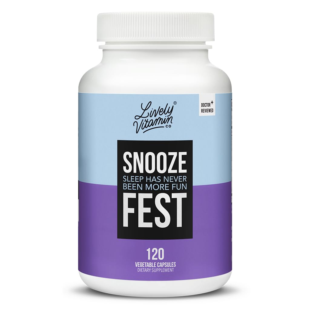 LIVELY VITAMIN CO Snooze Fest bottle on nightstand for calm bedtime rituals