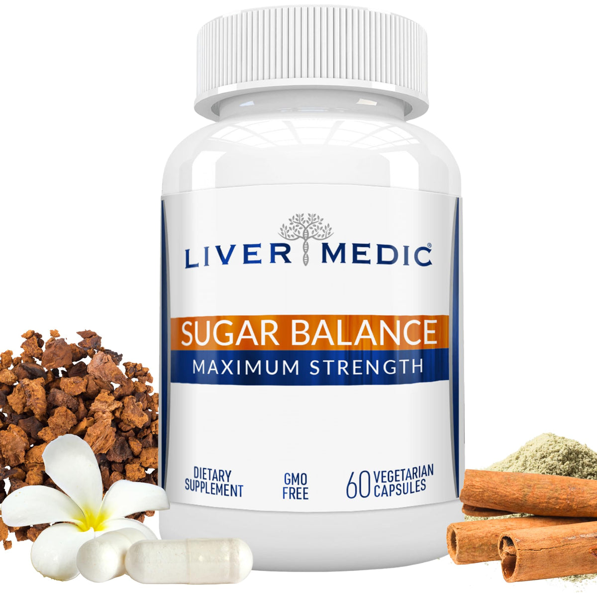 Liver Medic Blood Sugar Complex bottle with capsules for daily energy support