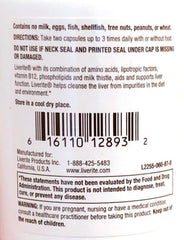 Liverite Liver Aid capsules closeup emphasizes easy-to-swallow capsules.