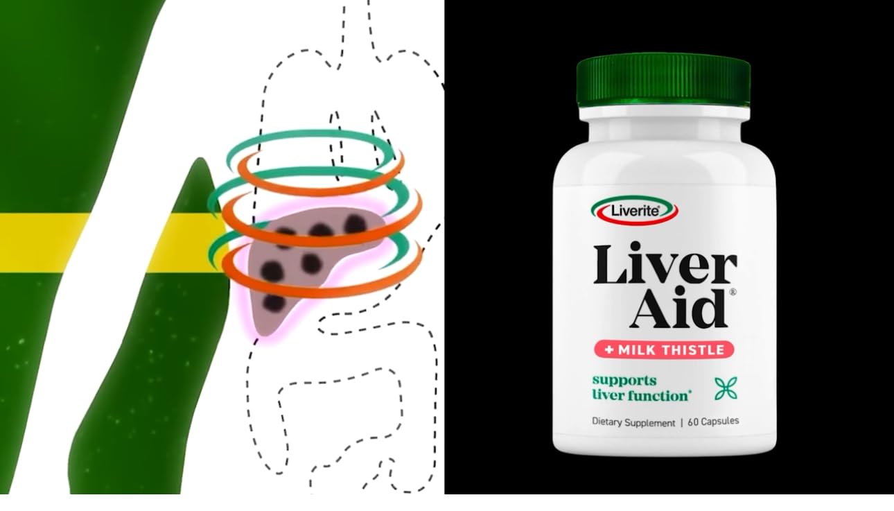 Ingredient panel of LIVERITE Liver Aid bottle reveals milk thistle extract.