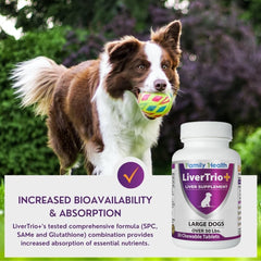 LiverTrio+ bottle on shelf emphasizes US manufacturing and safety standards.