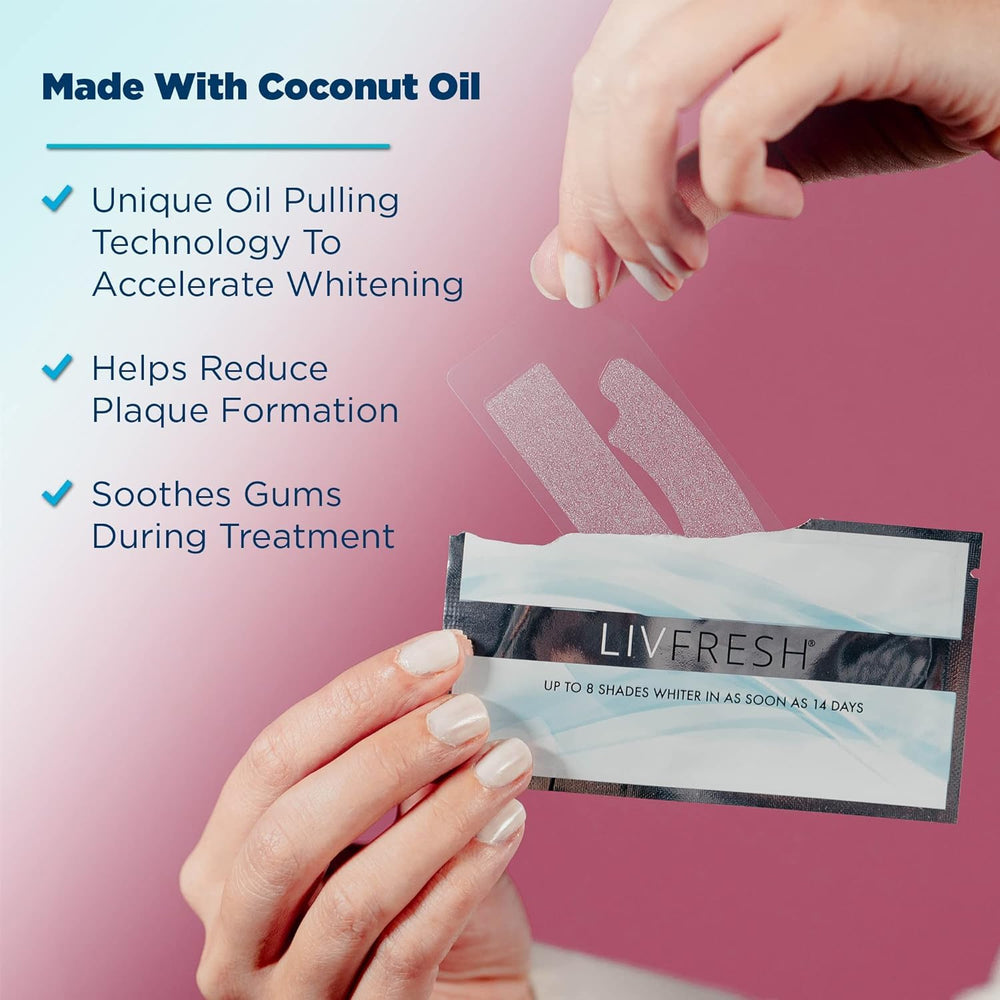 LIVFRESH results in 14 days, up to 8 shades whiter teeth.