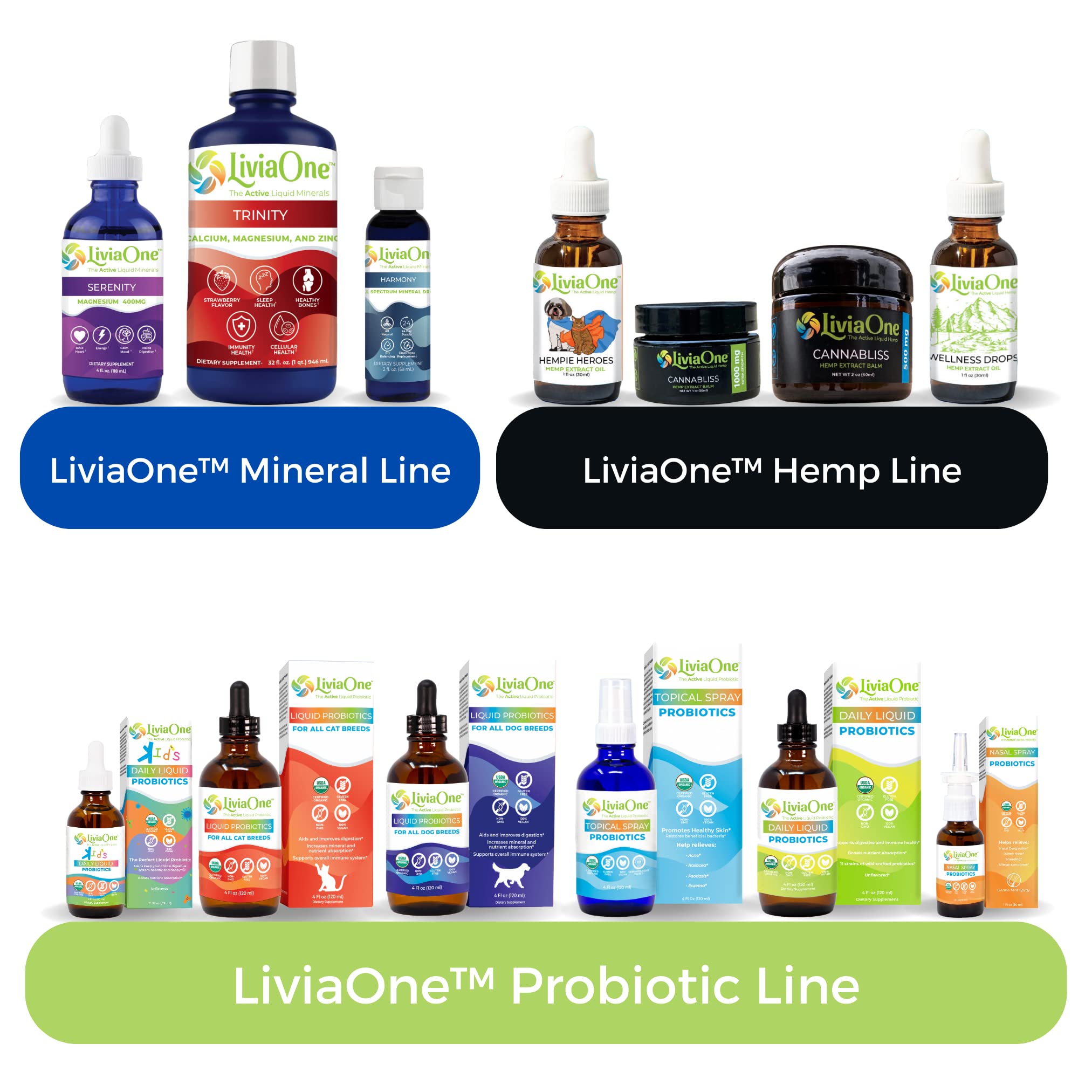 LiviaOne non-GMO raw probiotics bottle suggesting natural formulation.