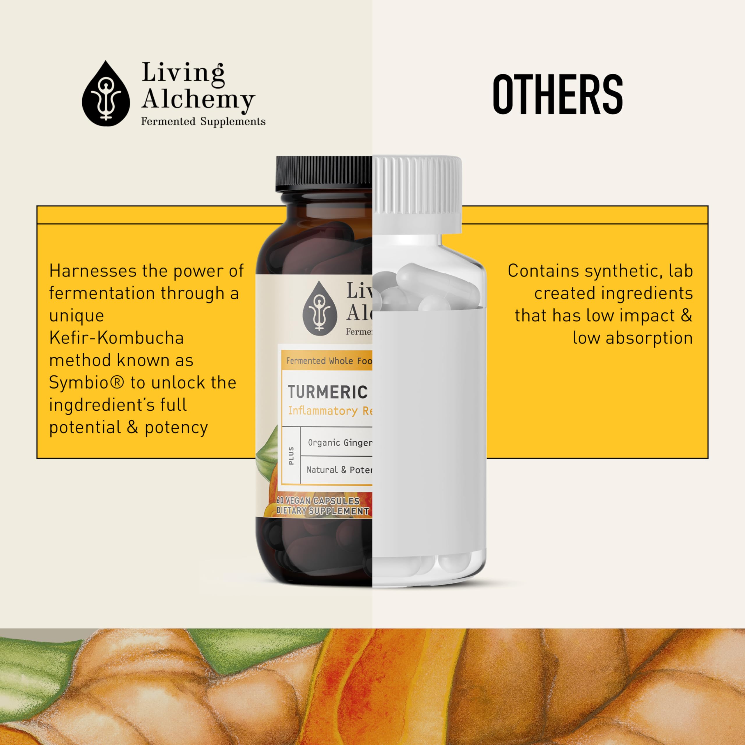 Living Alchemy daily-use capsules pose demonstrates easy routine for joint and mobility support.