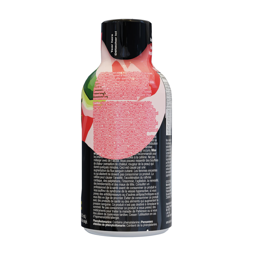 Living Essentials 5-Hour Energy Watermelon shot being poured for quick consumption.