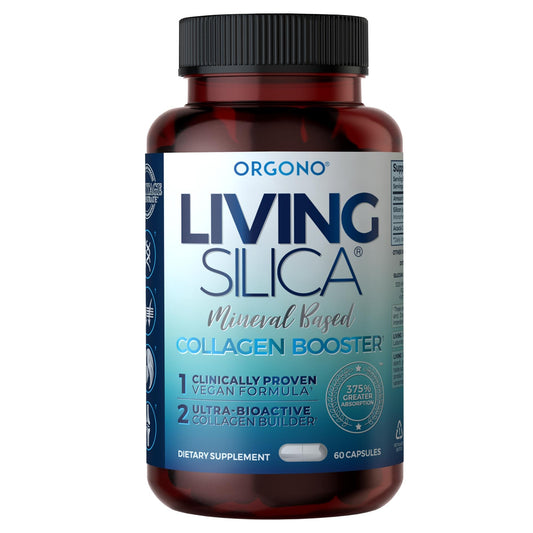 Living Silica ORGONO bottle with capsules for easy daily collagen support.