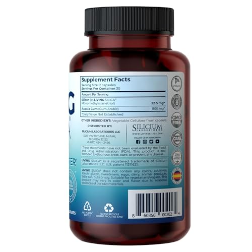 Living Silica ORGONO capsules close-up highlighting vegan-friendly formula.
