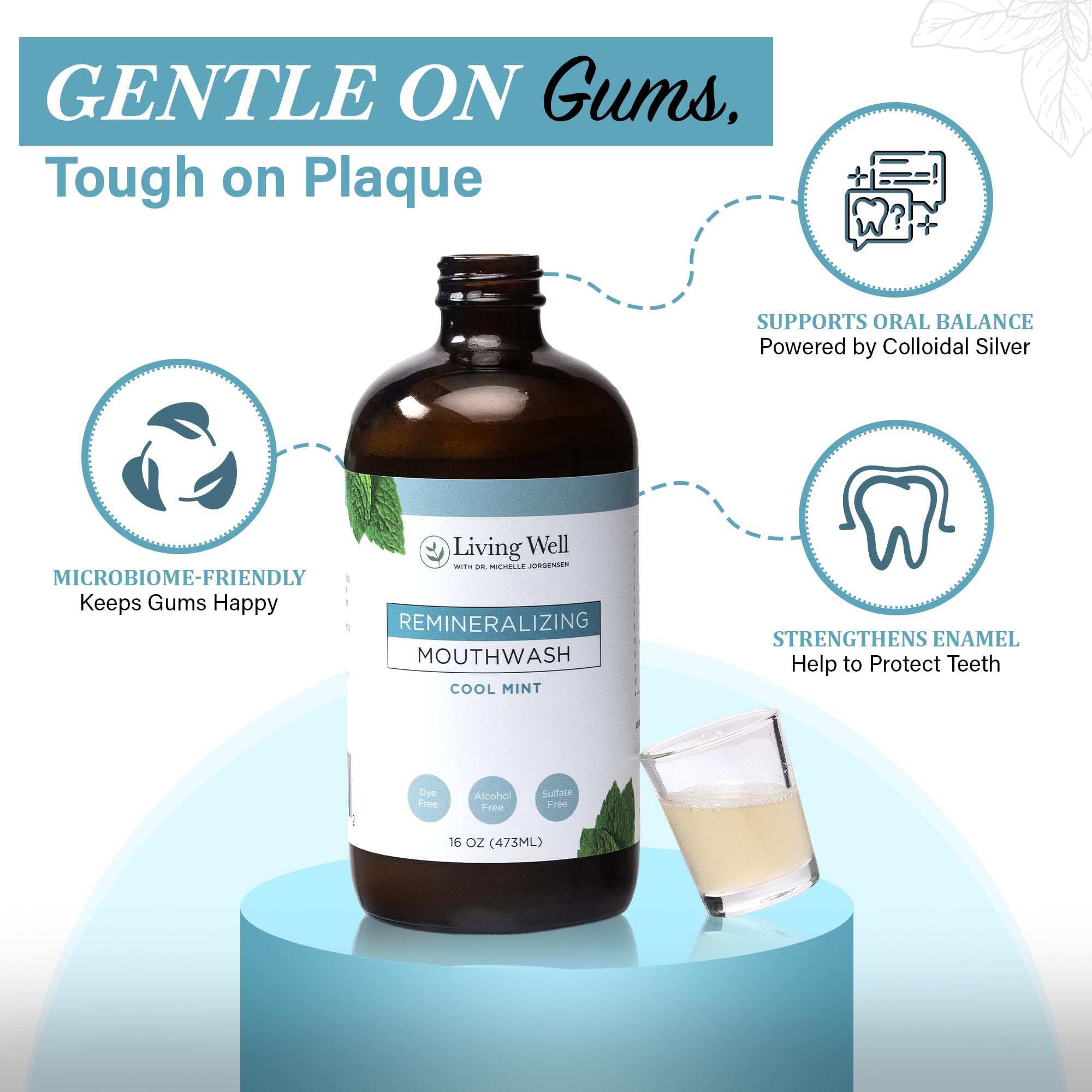 Living Well with Dr. Michelle Cool Mint label close-up highlights hydroxyapatite and botanicals