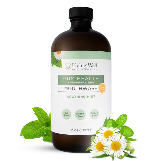 Living Well with Dr. Michelle bottle with soothing mint for fresh breath.