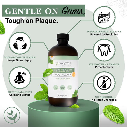 Living Well with Dr. Michelle packaging closeup highlighting hydroxyapatite benefits.