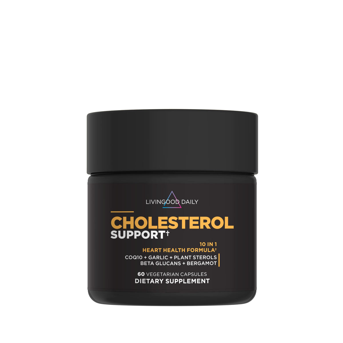 Livingood Daily Cholesterol Support capsules promote heart-friendly lipid balance for daily wellness.