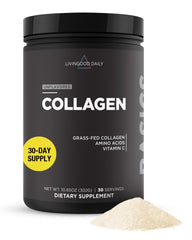 Livingood Daily Collagen Powder bottle shows clean-label ingredients for daily use