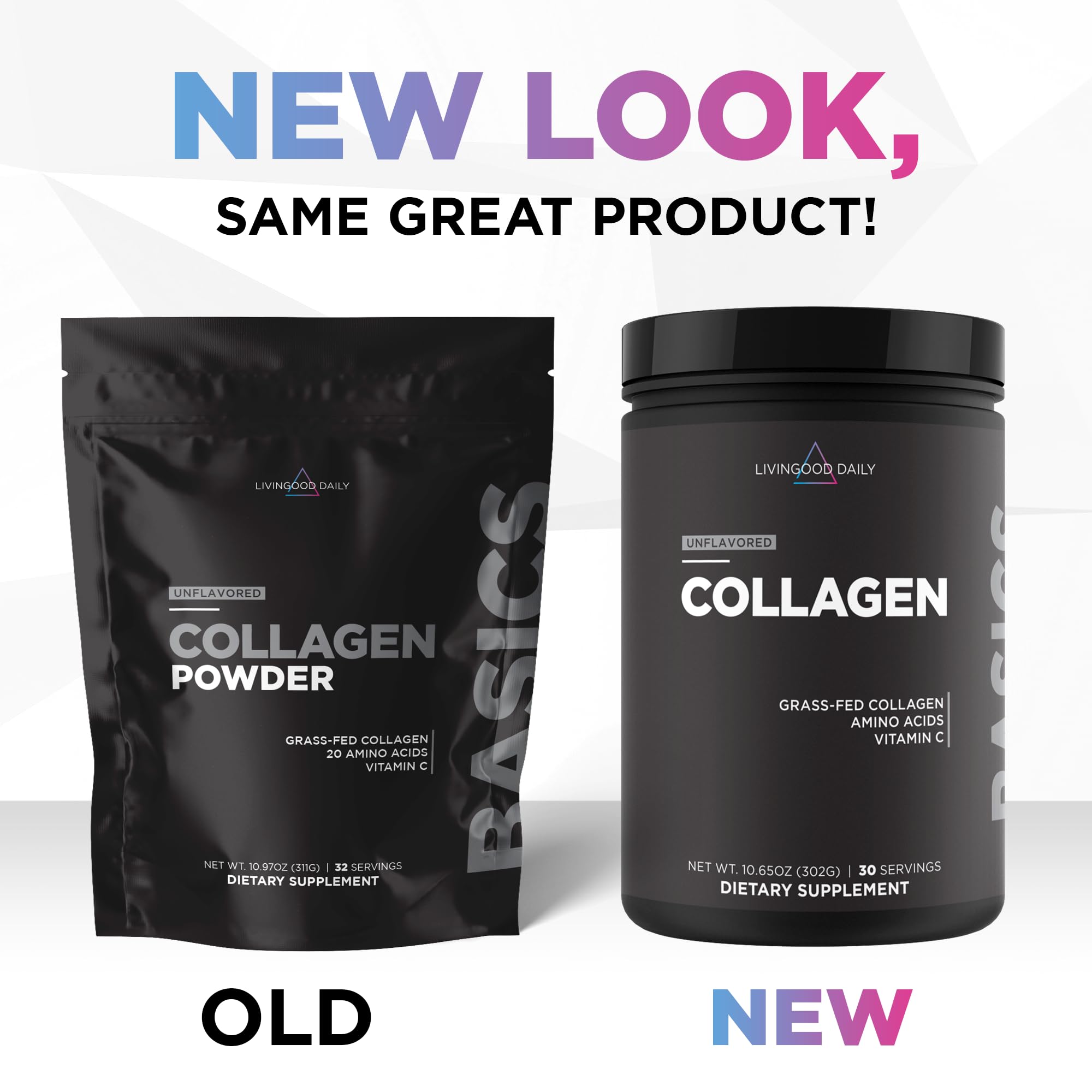 Livingood Daily Collagen Powder packaging reflects gluten-free and clean-label credentials