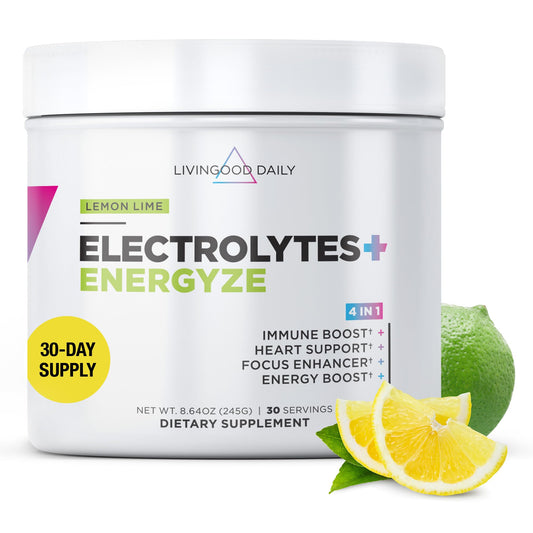 Livingood Daily Electrolytes bottle pour shows refreshing hydration on the go.