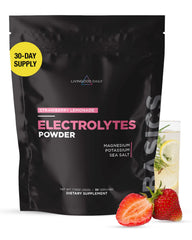 Livingood Daily Electrolytes Powder bottle front for hydration and daily use.