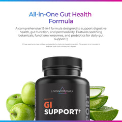 Close-up of Livingood Daily Gut Cleanse capsules highlighting vegetarian formula.