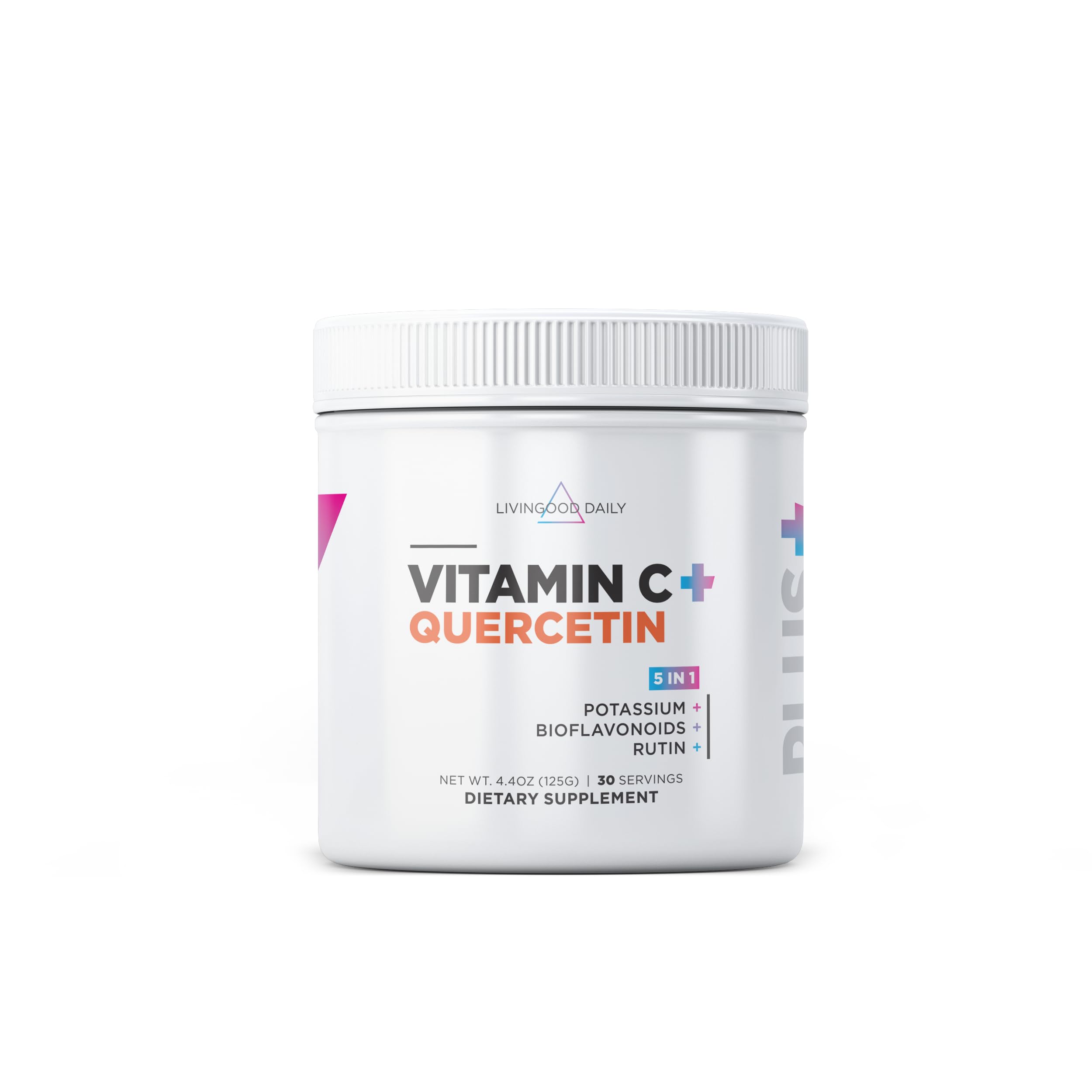 Livingood Daily High Dose Vitamin C Powder bottle for daily immune-support routine.