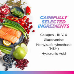 Livingood Daily ingredients panel with glucosamine, MSM, and hyaluronic acid for joints and skin