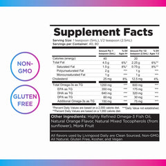 Livingood Daily Omega-3 non-GMO gluten-free kosher badge on bottle.