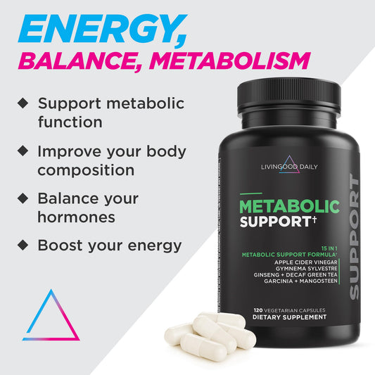 Closeup of Livingood Daily Metabolic Support capsules for a 4-capsule serving
