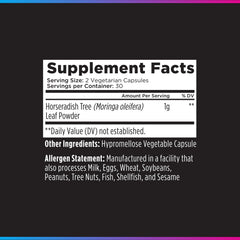 Livingood Daily Moringa Capsules on a shelf showing plant-based nourishment options.