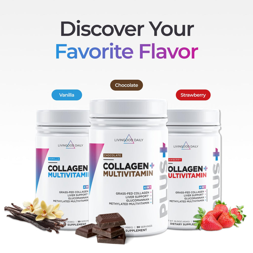 Livingood Daily multivitamins bottle with collagen synergy.