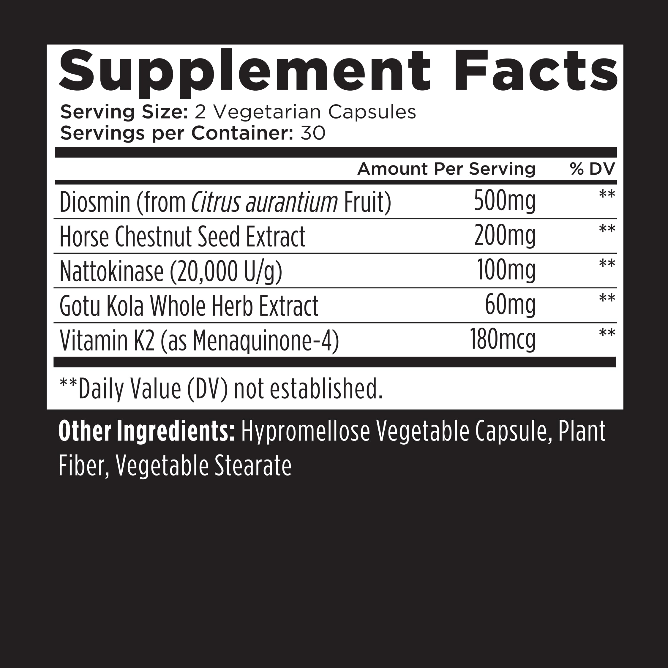Livingood Daily packaging highlights a vegan, non-GMO formula for vein health.