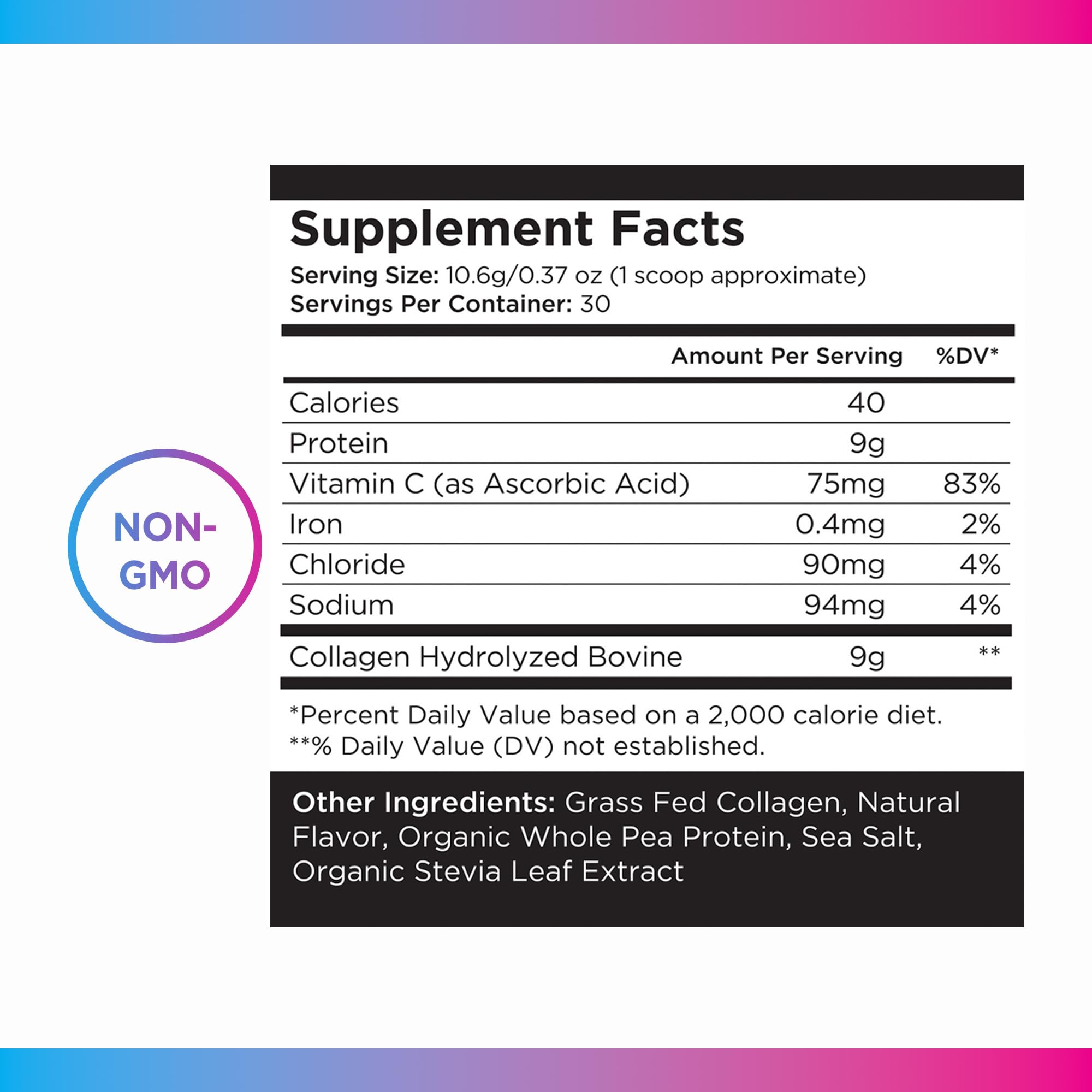 Livingood Daily Vanilla Collagen Ingredient Panel emphasizes clean ingredients.