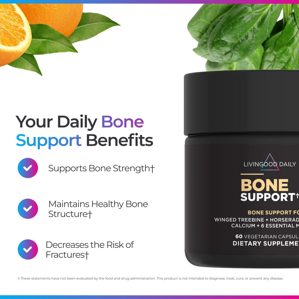 Livingood Daily vegetarian capsules designed for vegan-friendly bone support