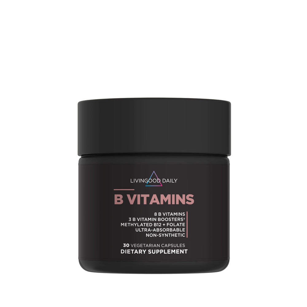 Livingood Daily Vitamin B Complex bottle for daily use and balanced energy support.