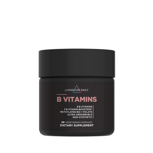 Livingood Daily Vitamin B Complex bottle for daily use and balanced energy support.