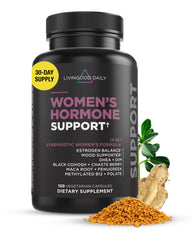 Livingood Daily Women's Hormone Support bottle and capsules for daily wellness