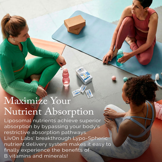LivOn B Complex Plus packet being squeezed into water for easy daily intake