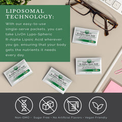 LivOn Liposomal ALA sachets shown for convenient supplementation.