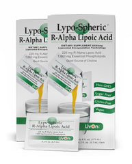LivOn Liposomal R-ALA packaging close-up highlighting enhanced absorption.