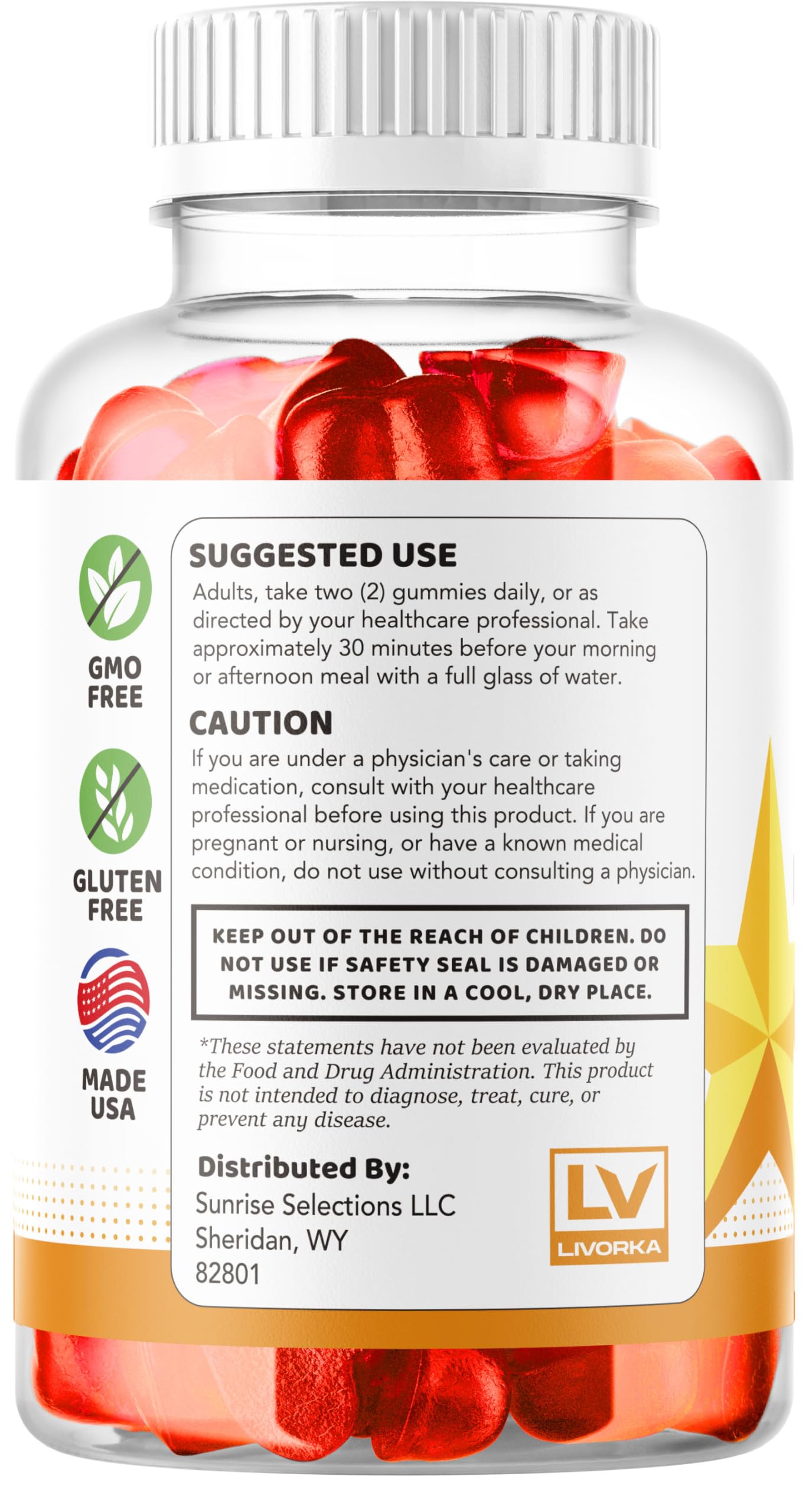 LIVORKA All Star Keto Gummies bottle close-up showing natural ingredients and flavor