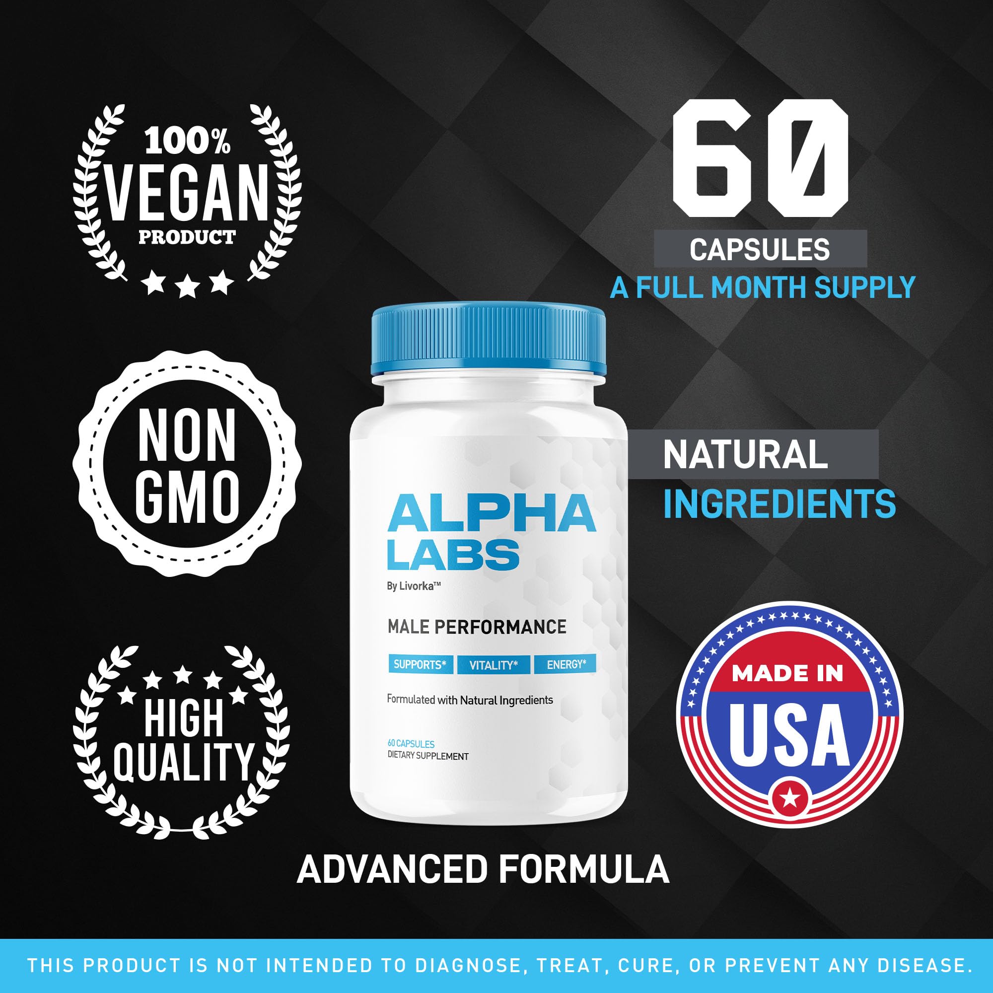 LIVORKA Alpha Labs AlfaLabs Advanced Formula label highlights modern formulation.