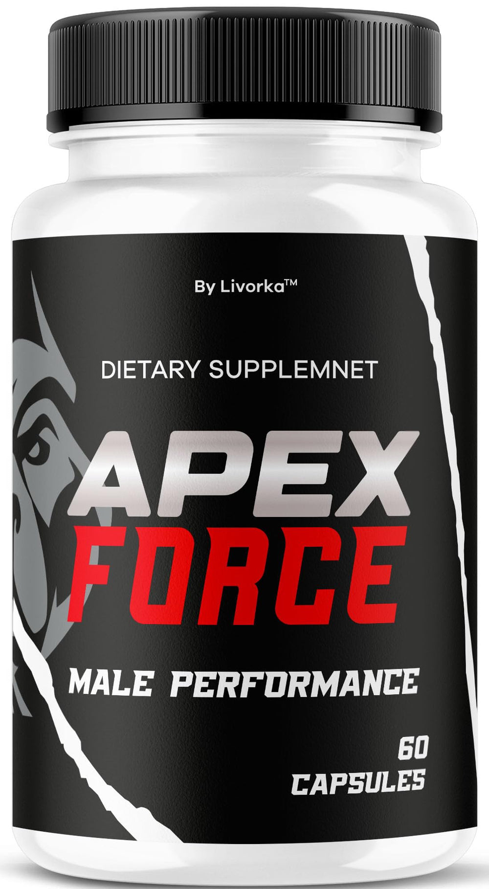 LIVORKA Apex Force bottle label highlighting a premium daily multivitamin for men