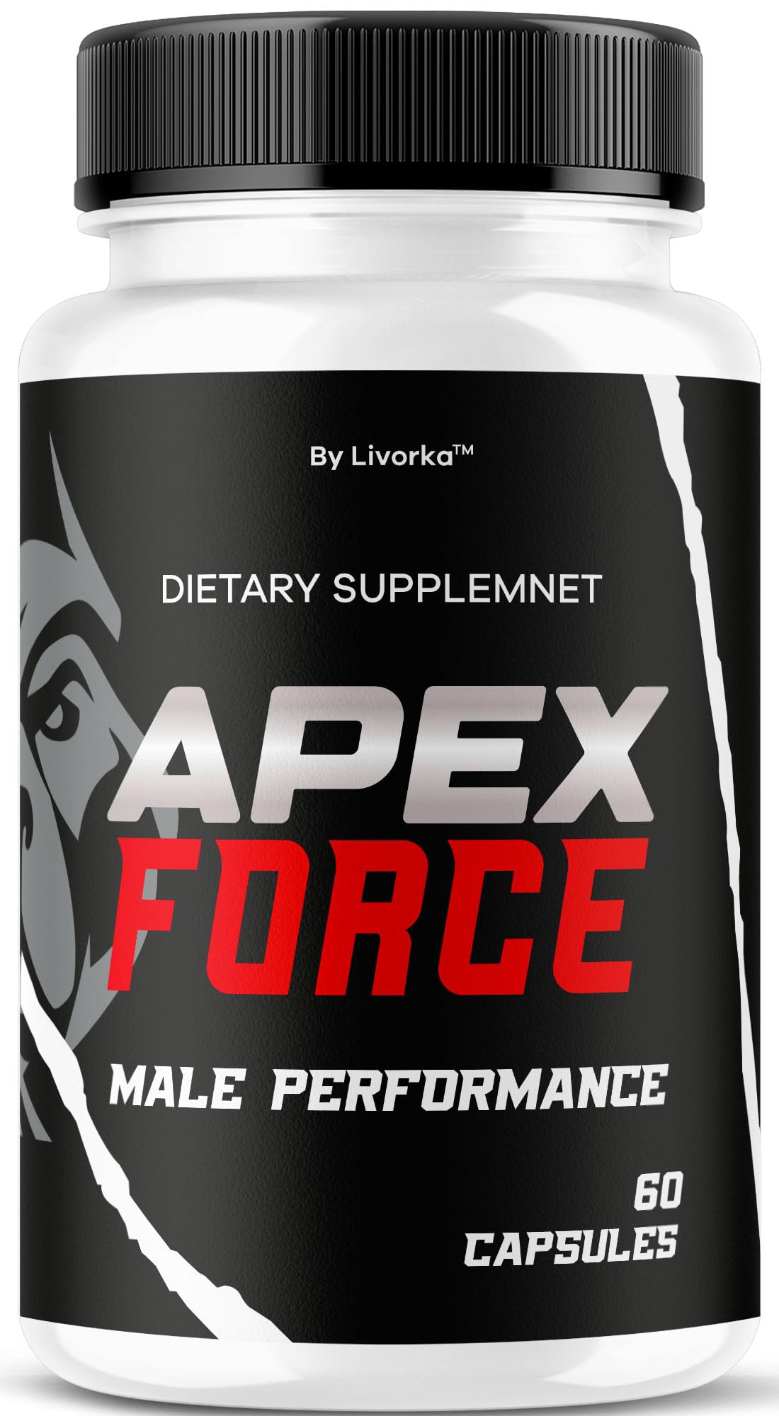 LIVORKA Apex Force bottle label highlighting a premium daily multivitamin for men