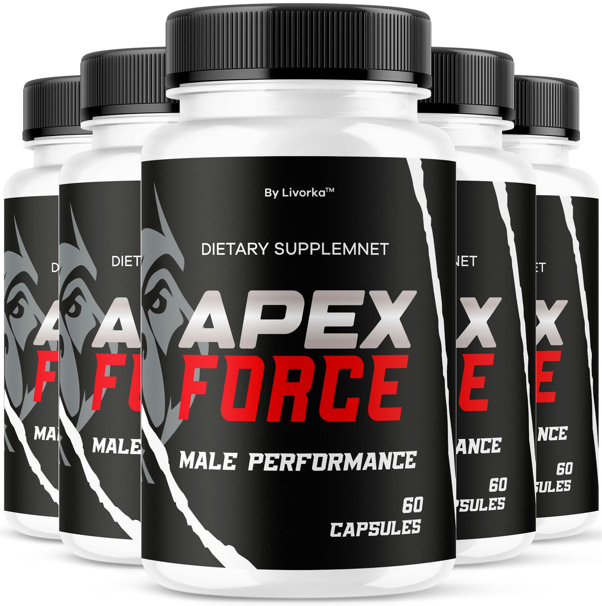 LIVORKA Apex Force bottle close-up for daily energy support.