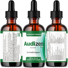 Product label showing Audizen Pro drops ingredients and usage