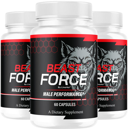 LIVORKA Beast Force bottle shows all-natural capsules for men's daily vitality.