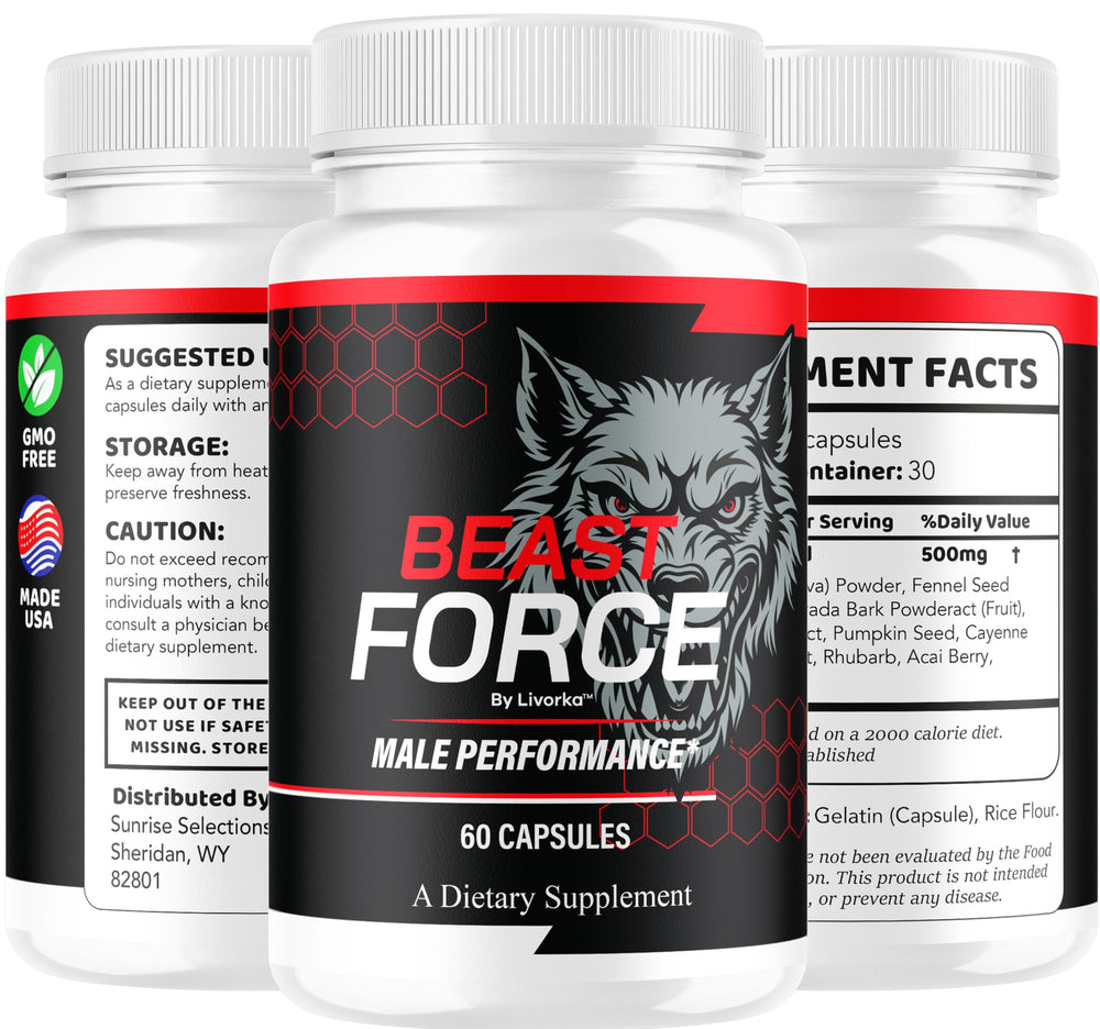 LIVORKA Beast Force packaging graphic promotes clear dosage guidance.