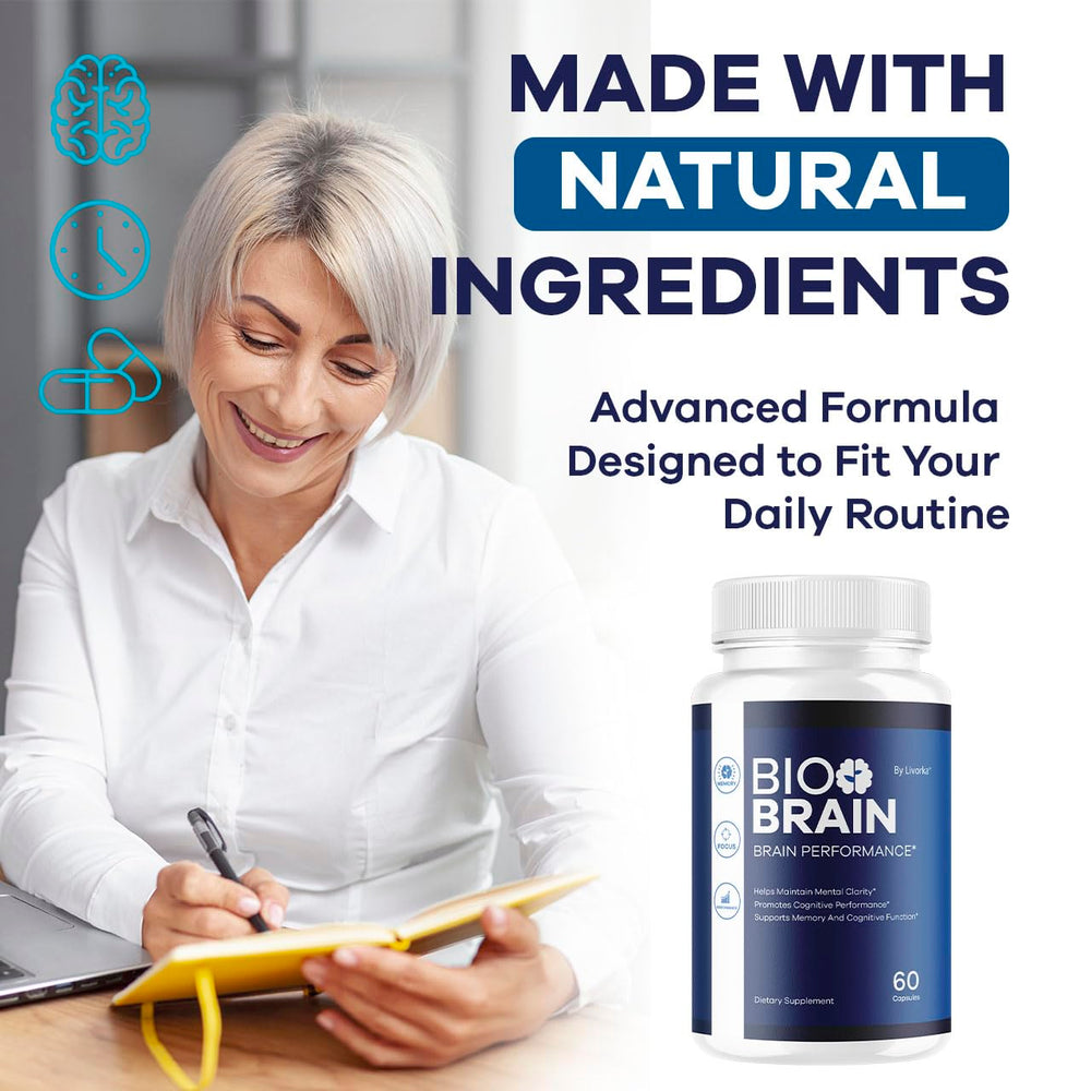 LIVORKA Bio Brain bottle on a desk ready for daily routine.