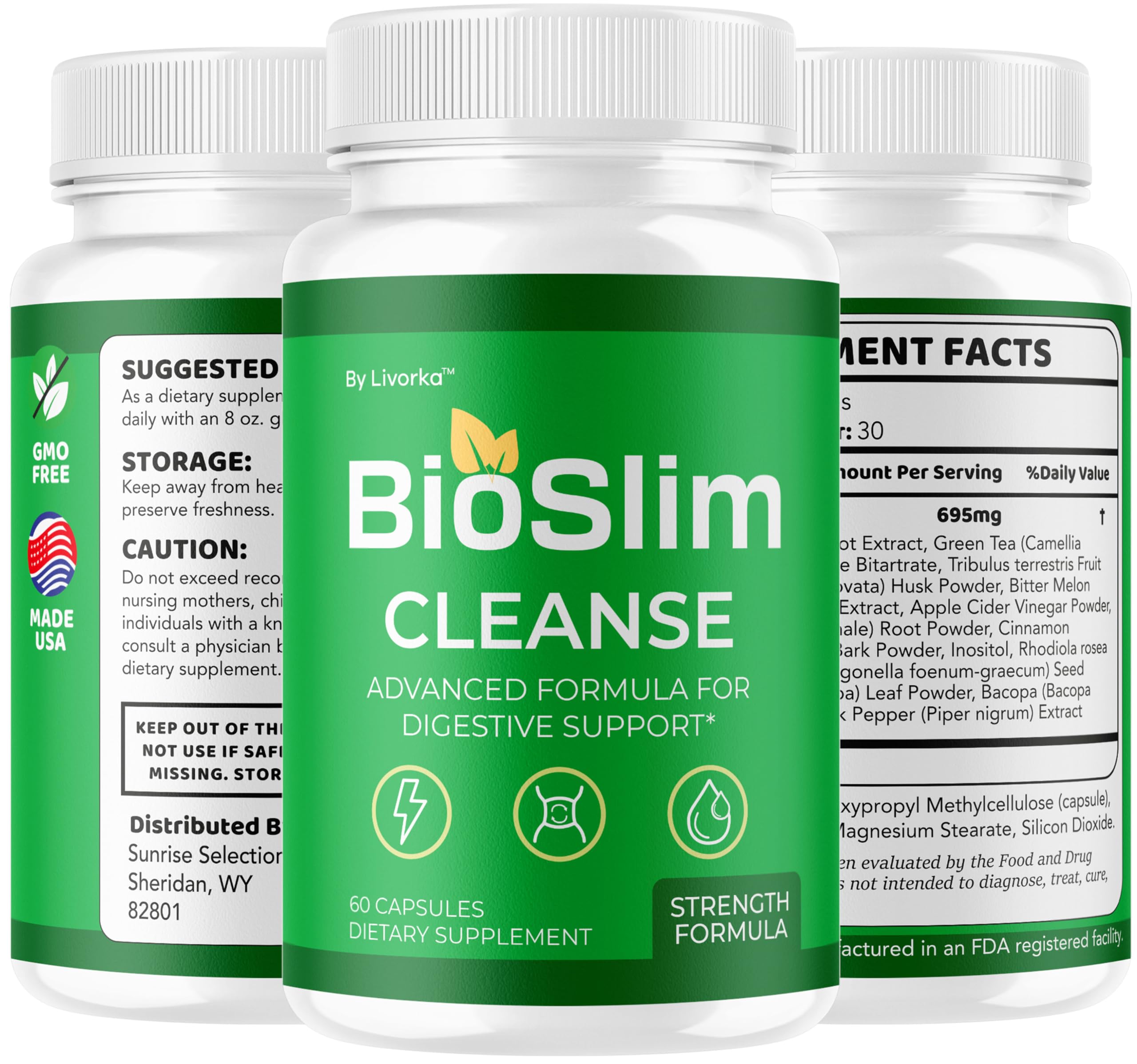 LIVORKA BioSlim Cleanse glass with capsules ready to take after meals