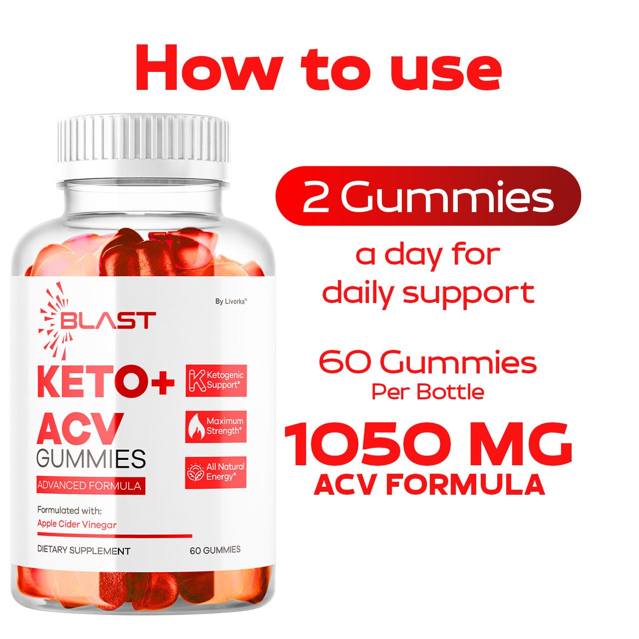 Livorka Blast Keto ACV Gummies packaging: easy-to-store bottle for consistent daily routines.