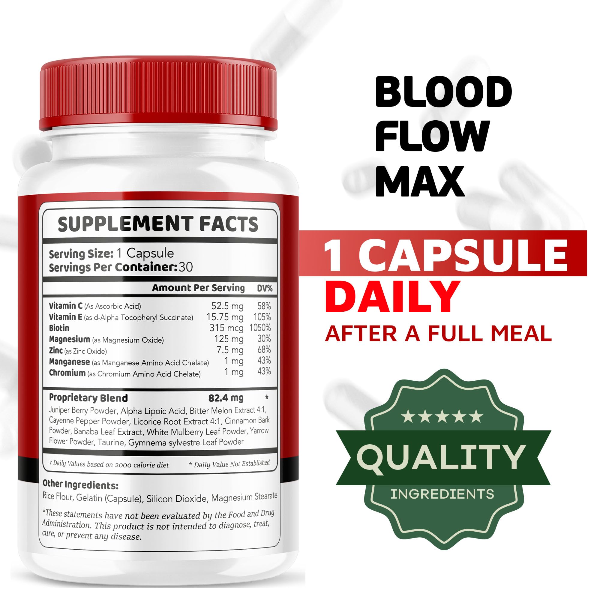 LIVORKA Blood Flow Max capsules closeup showing compact easy-to-swallow form