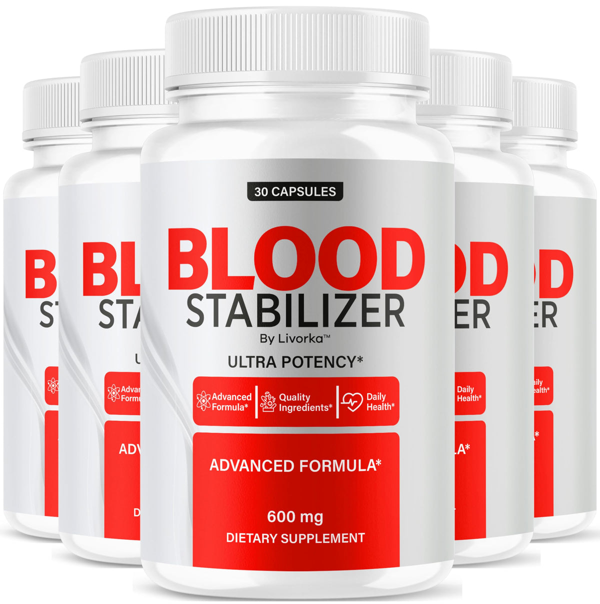 LIVORKA Blood Stabilizer bottle front highlighting premium capsules for daily wellness.