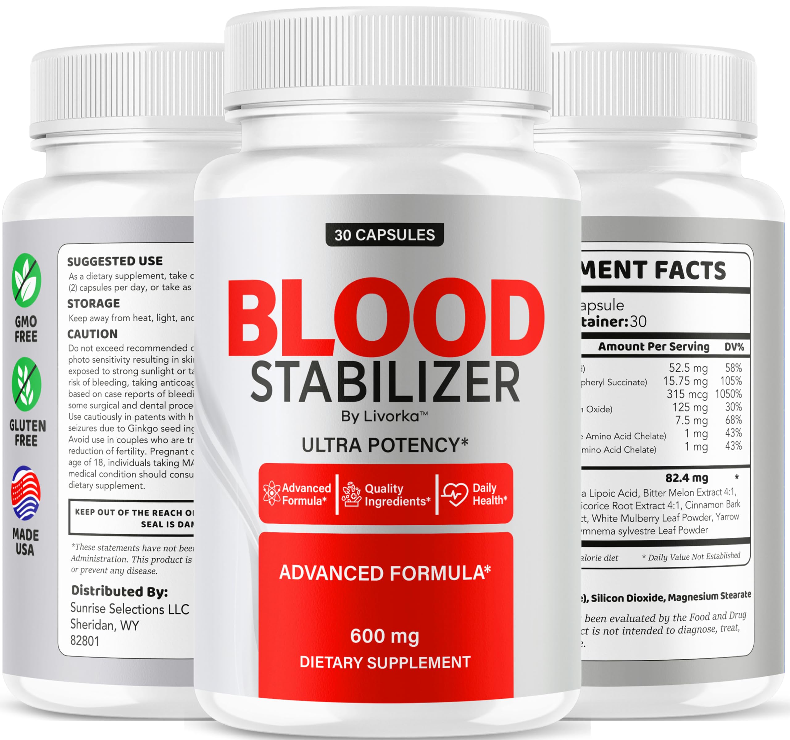 LIVORKA Blood Stabilizer bottle storage with cap and seal